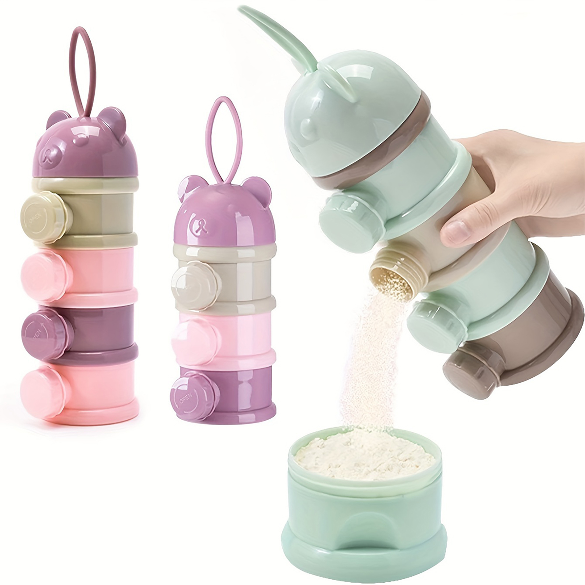 Baby Food Dispenser - 스트랩이 있는 대용량 아기 분유 용기,