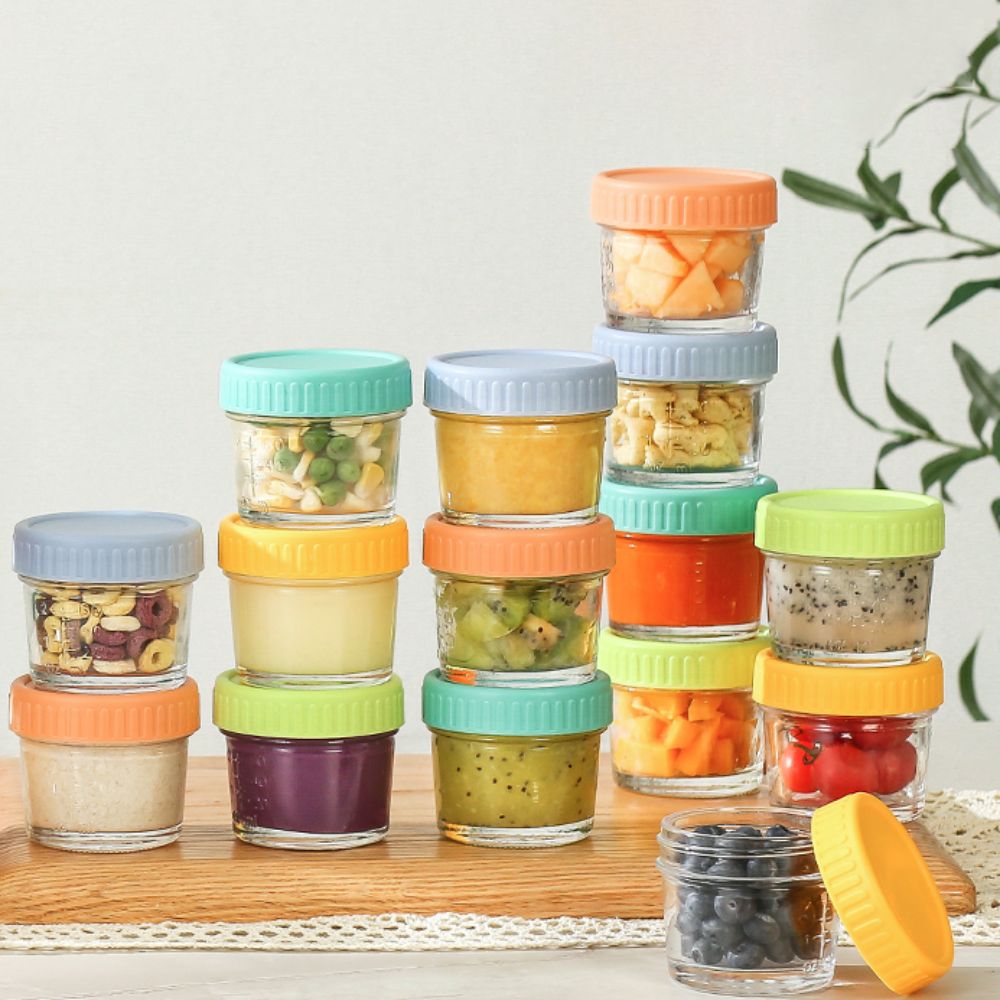 Baby Food Jars Glass - 6개 유리 아기 음식 용기 뚜껑