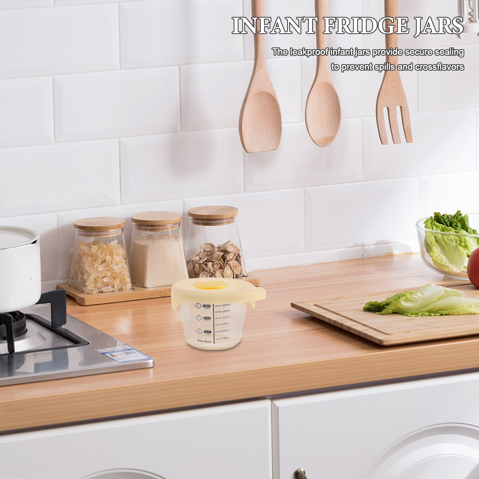Baby Food Jars Glass - 2Pcs 아기 음식 저장 그릇 유리