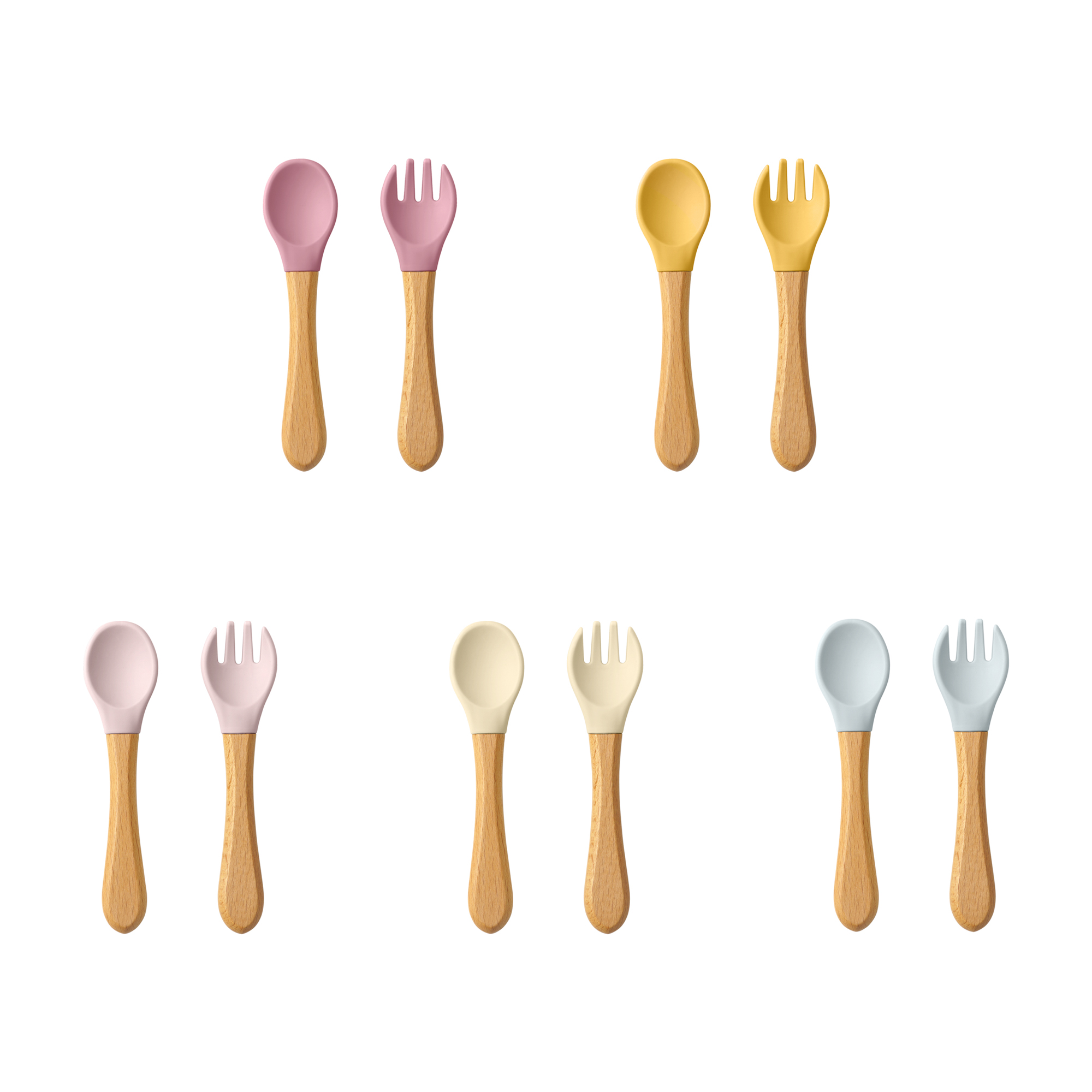 Baby Food Utensil - 2PCS 아기 학습 숟가락 식기 세트