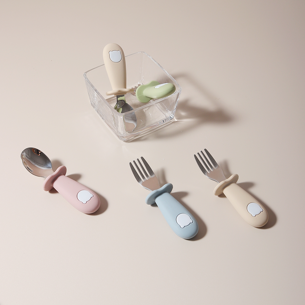 아기 팬더 모양 실리콘 스푼 및 포크 스테인리스 스틸  - Baby Food Utensil 리뷰 및 가격