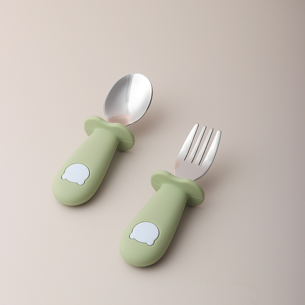 아기 팬더 모양 실리콘 스푼 및 포크 스테인리스 스틸  - Baby Food Utensil 리뷰 및 가격