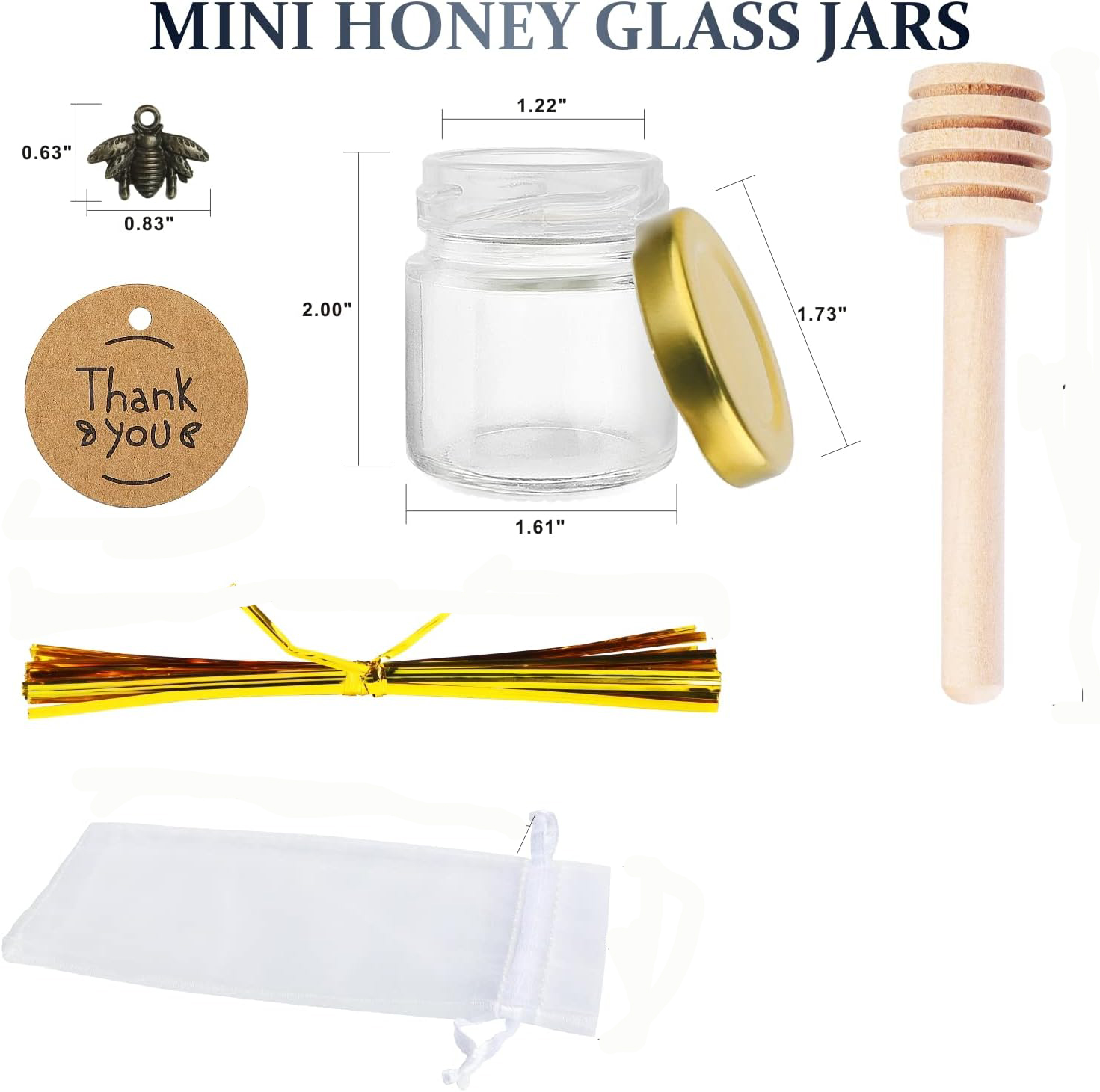 미니 유리 꿀병과 나무 디퍼 - 베이비 샤워 파티 선물 - Baby Food Jars Glass 리뷰 및 가격