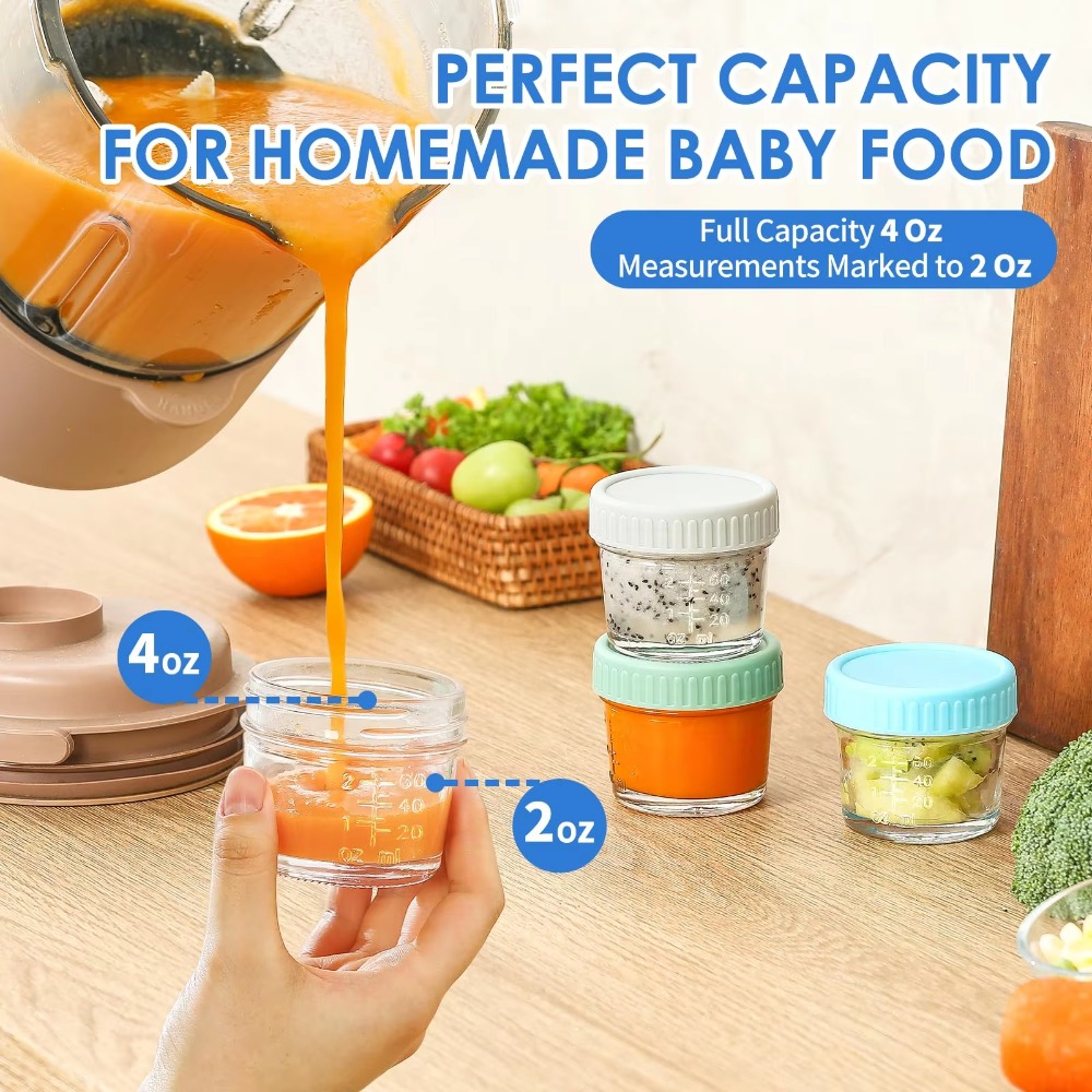 6개들이 메이슨 자 유리 이유식 병, 눈금 표시 및 뚜 - Baby Food Jars Glass 리뷰 및 가격