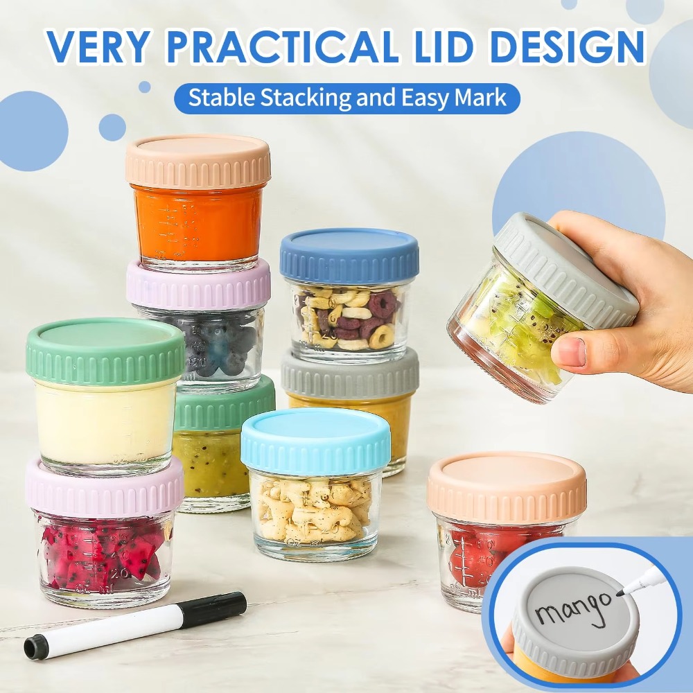 6개 메이슨 유리병 유아식 병 뚜껑 포함 재사용 가능  - Baby Food Jars Glass 리뷰 및 가격