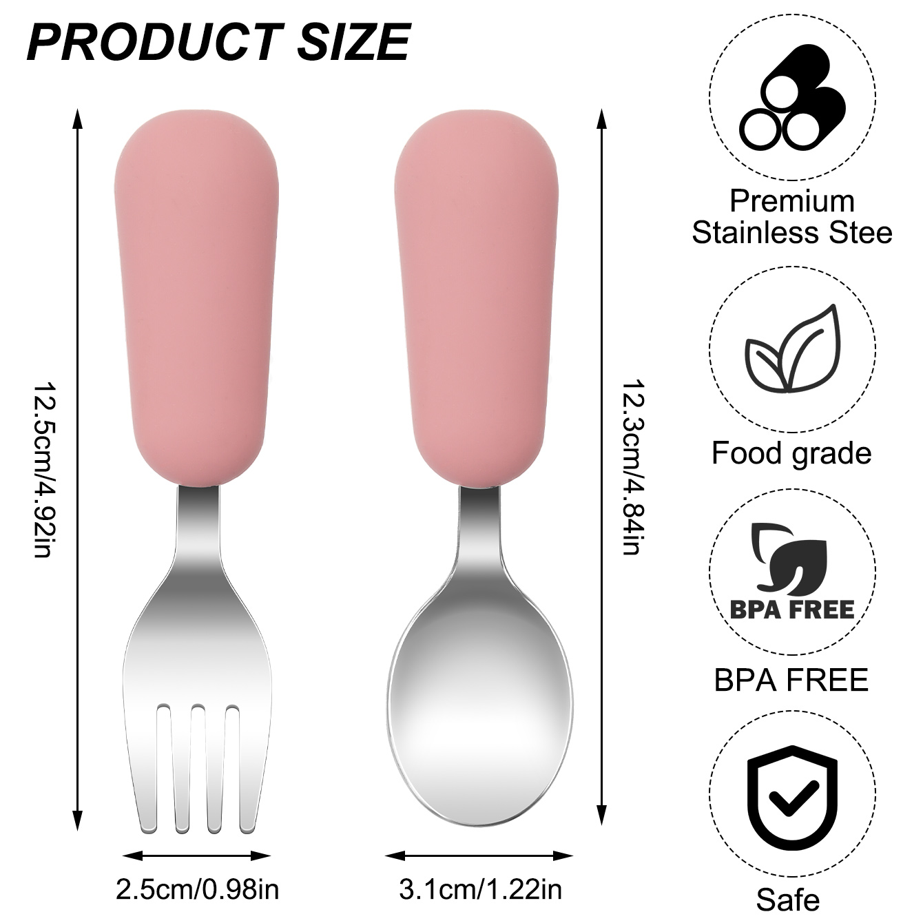 컬러 키즈 2PCS 스테인리스 스틸 포크 스푼 아기 식 - Baby Food Utensil 리뷰 및 가격