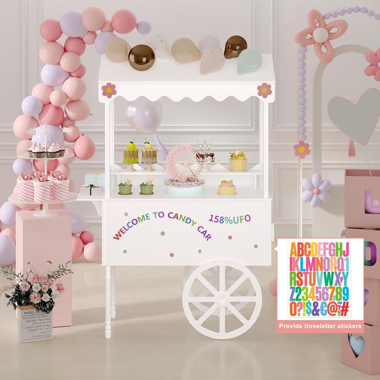 파티용 캔디 카트 디스플레이 스탠드, 하단 수납장이 있 - Baby Food Dessert 리뷰 및 가격
