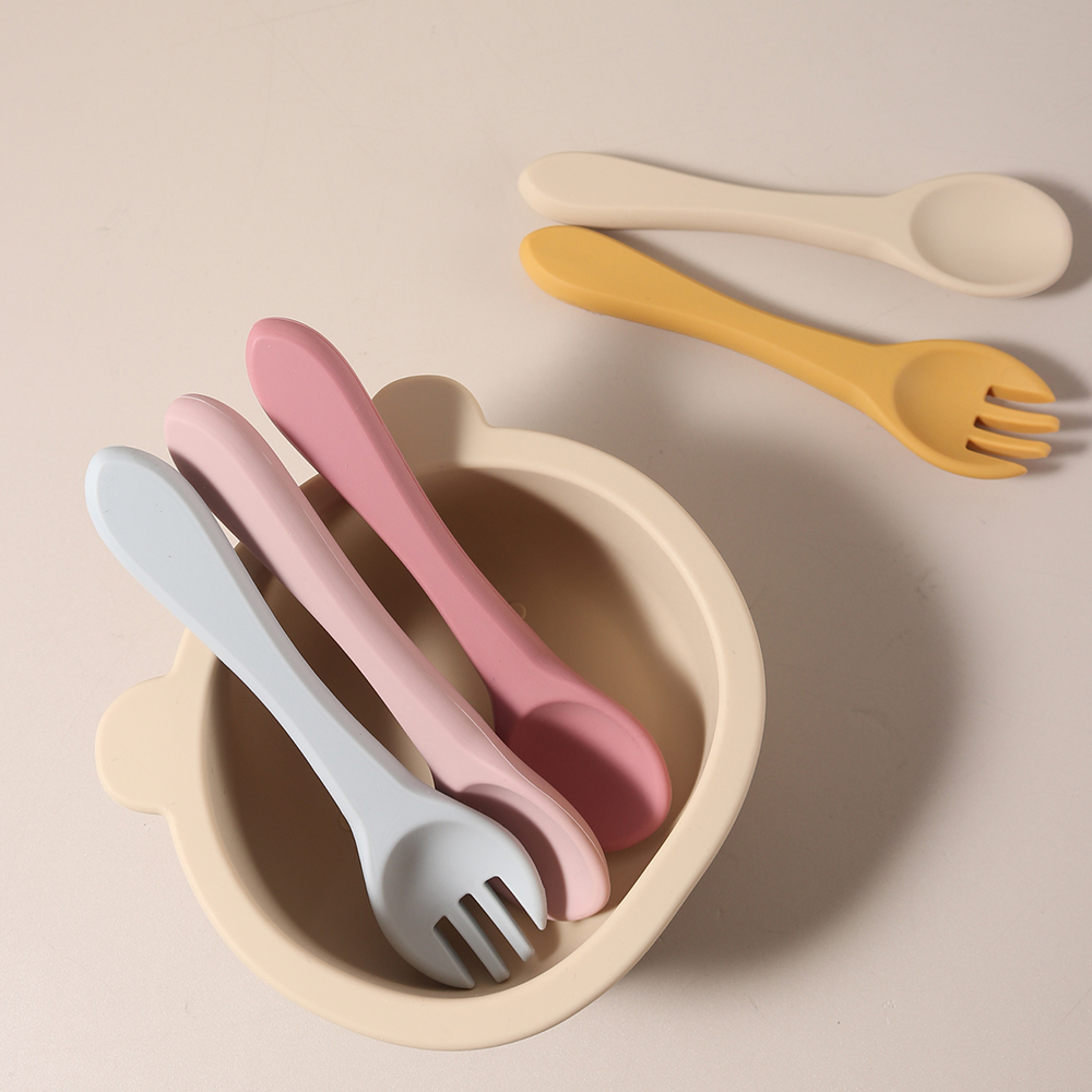 맞춤 이름 1쌍 실리콘 스푼 및 포크 식품 등급 실리콘 - Baby Food Utensil 리뷰 및 가격