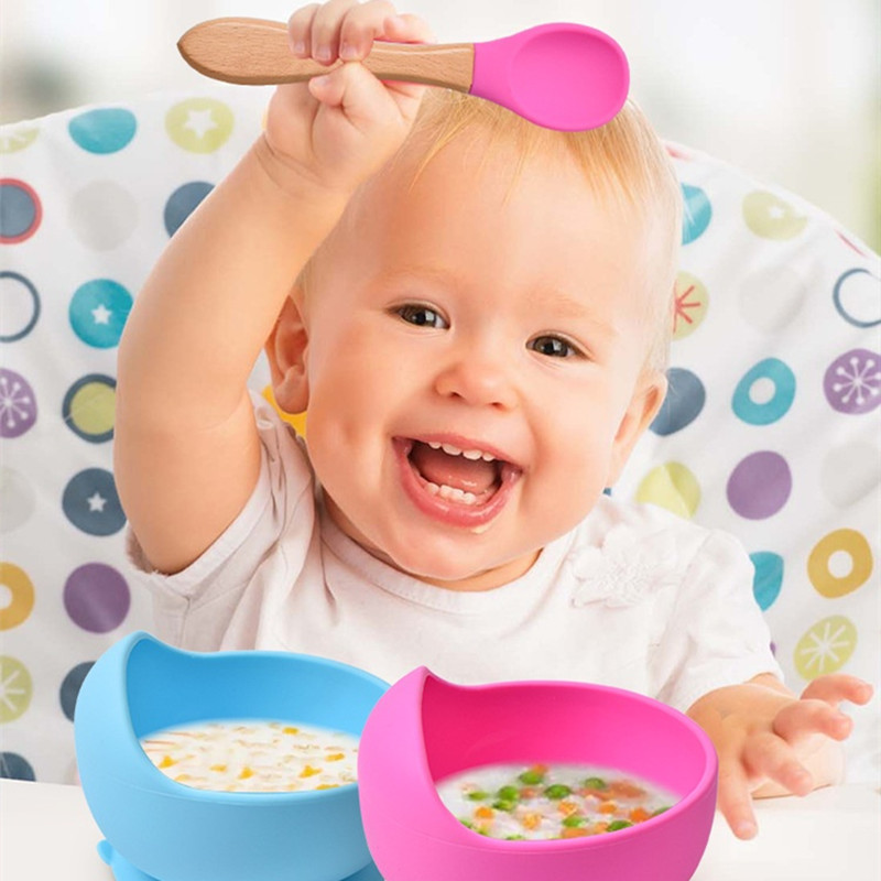 2 개/대 나무 손잡이와 아기 실리콘 숟가락 포크 아기 - Baby Food Utensil 리뷰 및 가격