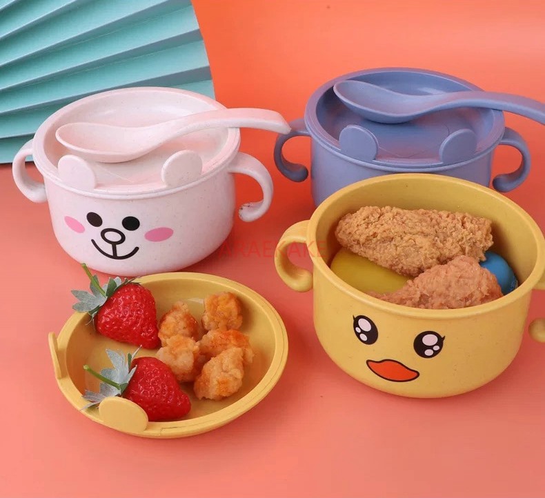 어린이 선물 밀짚 만화 캐릭터 어린이 그릇 (뚜껑 포함 - Baby Food Usa 리뷰 및 가격