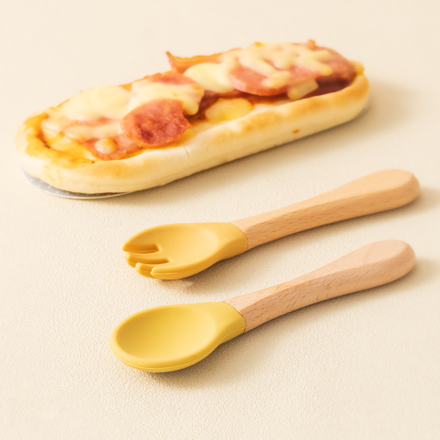 2PCS 아기 학습 숟가락 식기 세트 식품 학년 나무  - Baby Food Utensil 리뷰 및 가격